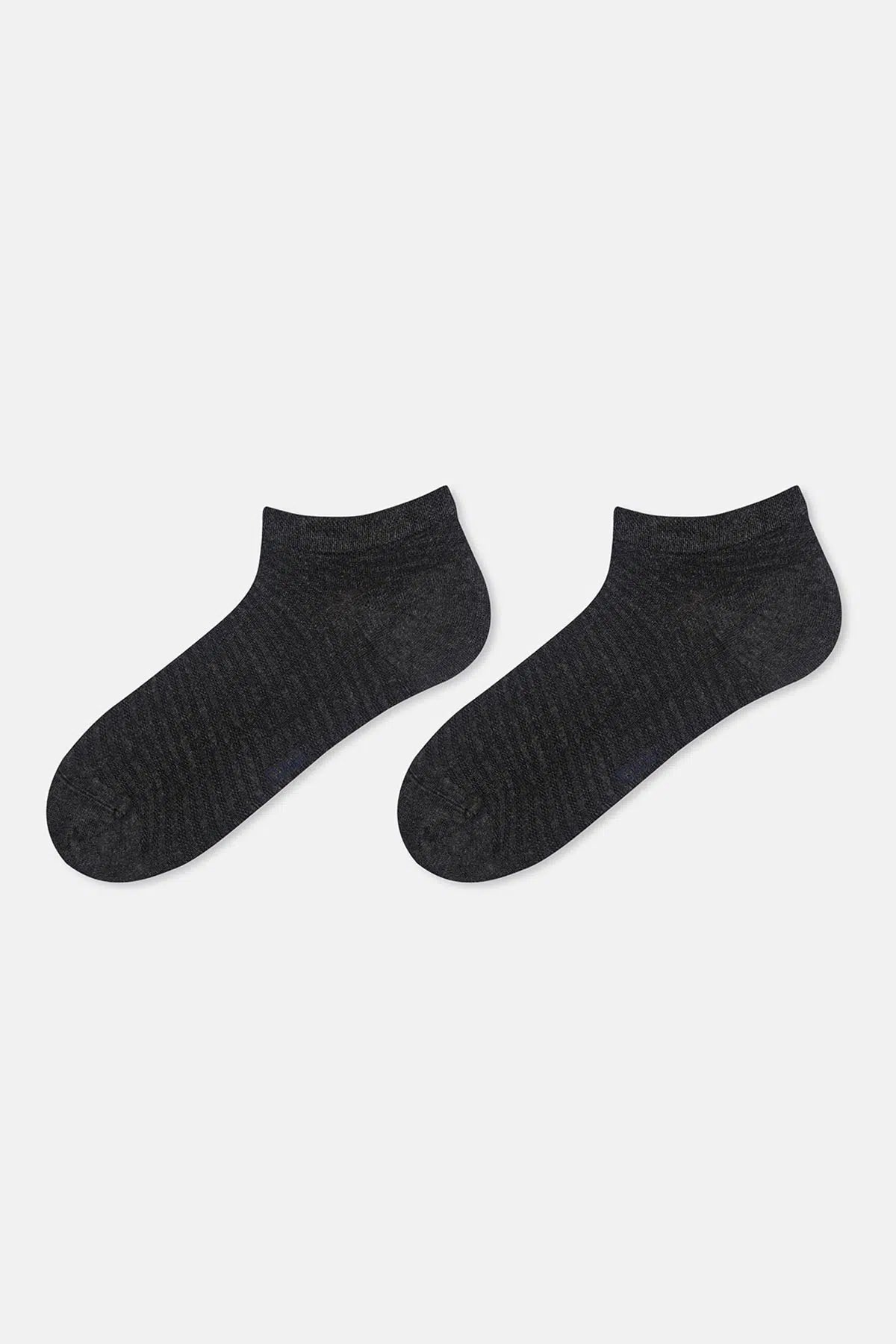 Antrasit-Lacivert Erkek 2'li Çizgili Bambu Patik Çorap