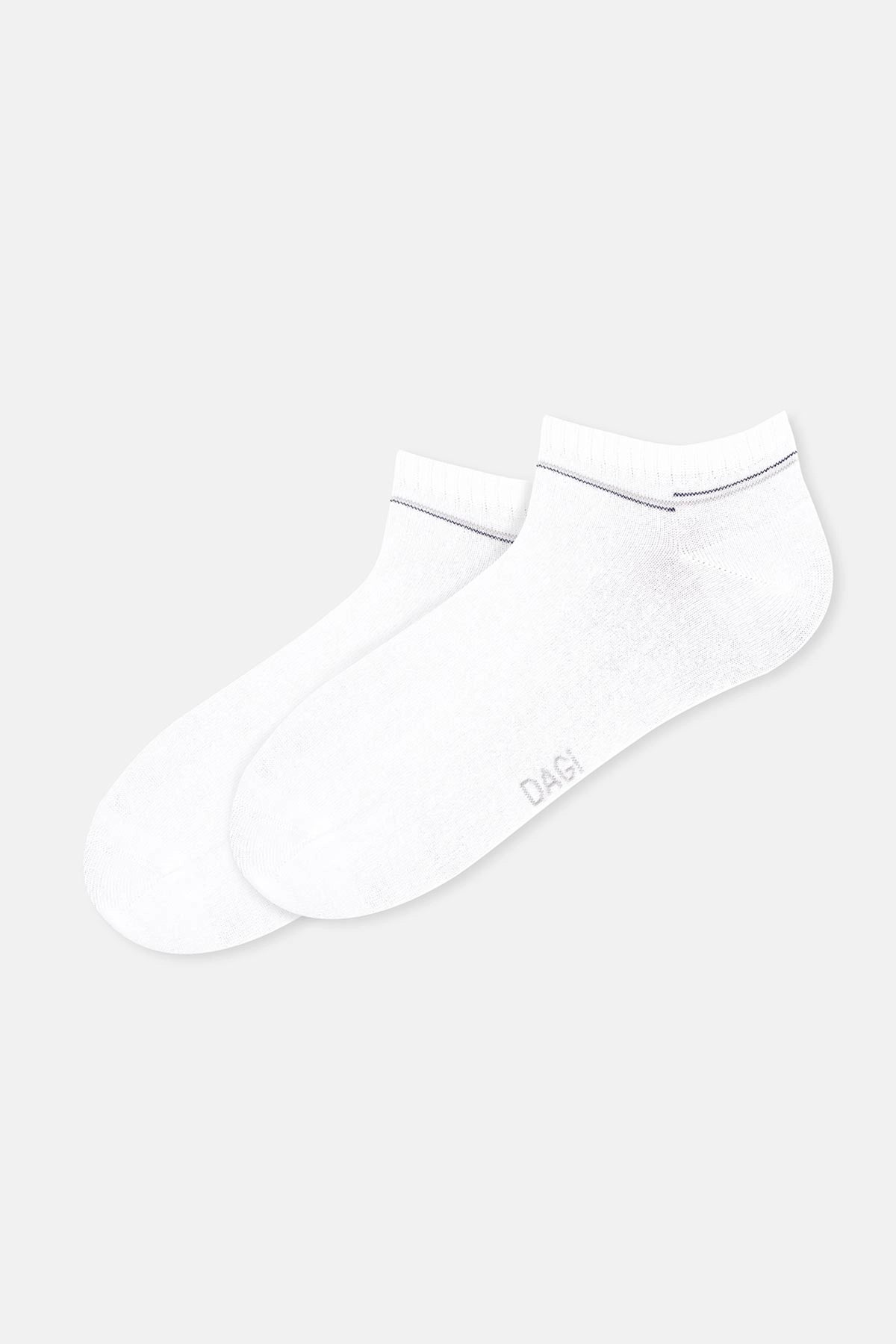 Beyaz-Lacivert Erkek 2'li Patik Çorap