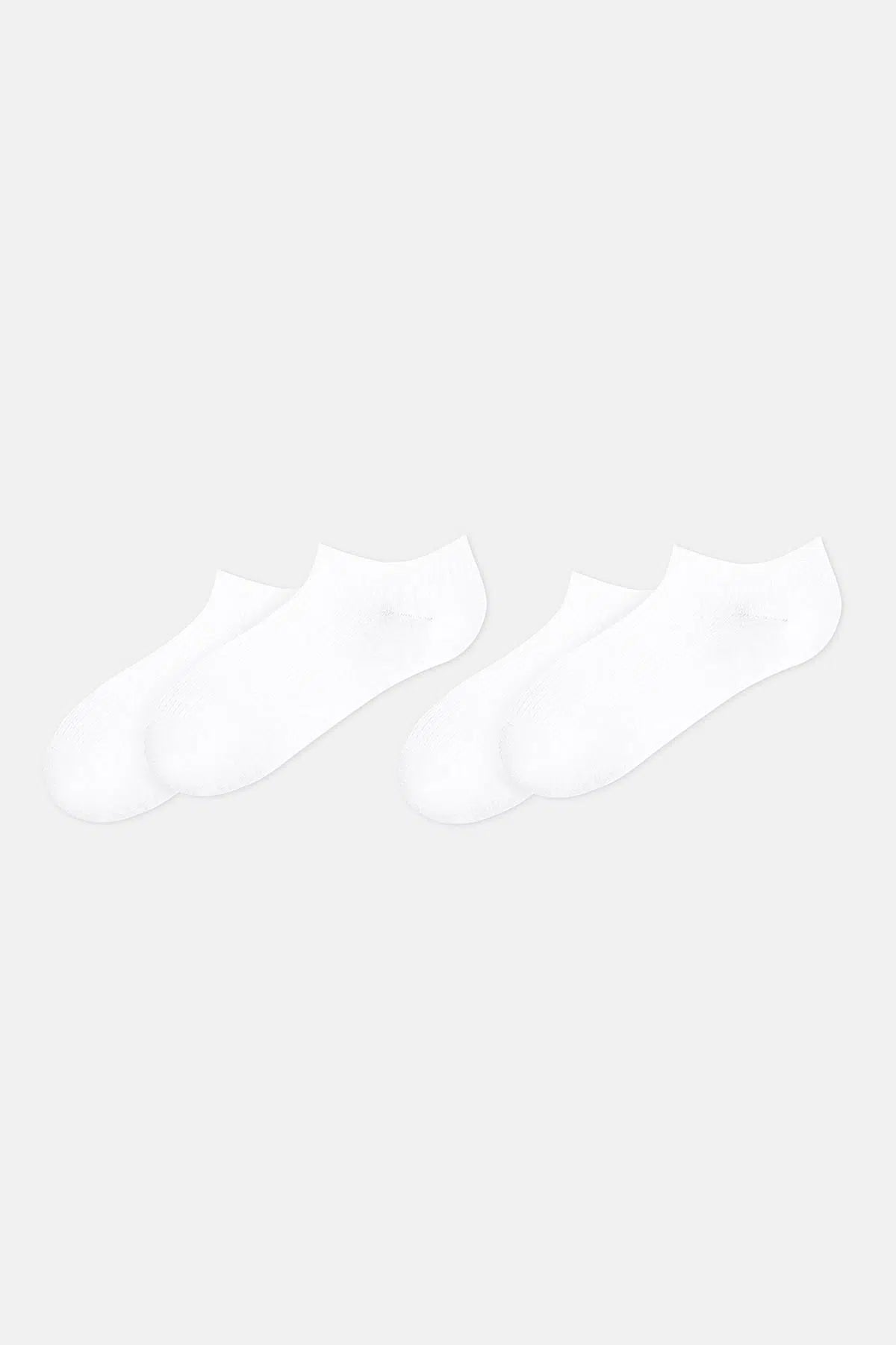 Beyaz Erkek 2'li Bambu Patik Çorap