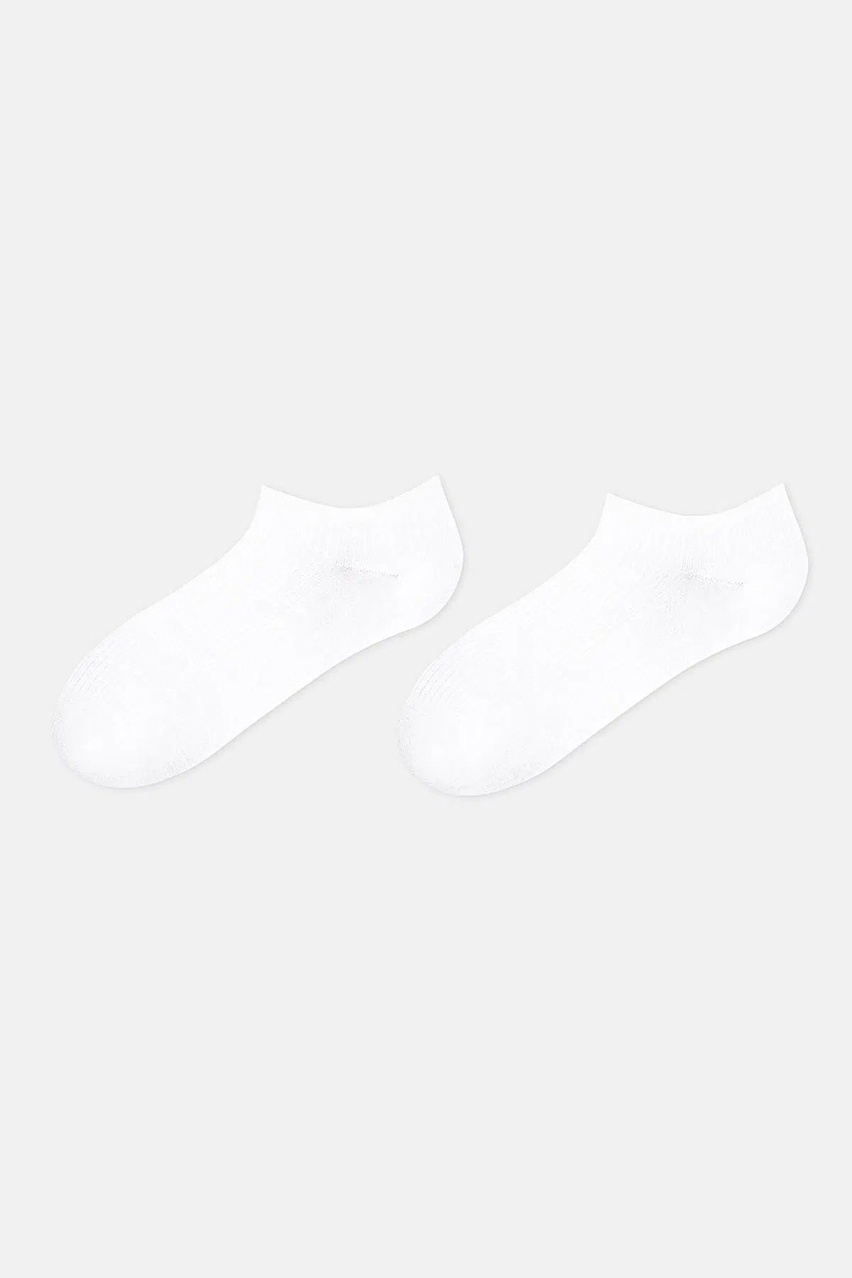 Beyaz Erkek 2'li Bambu Patik Çorap