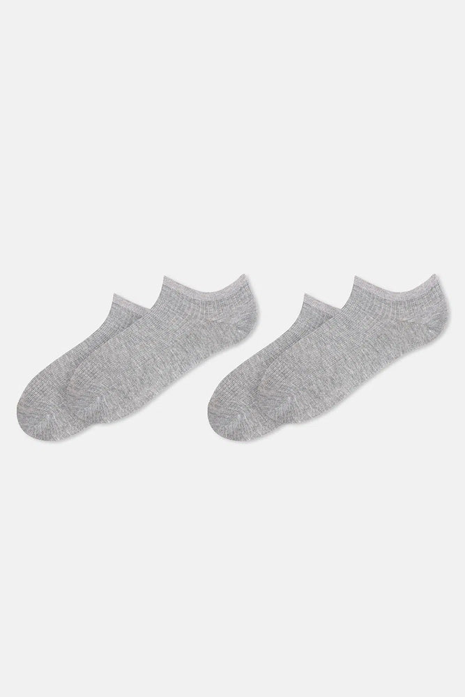 Gri Erkek 2'li Bambu Patik Çorap