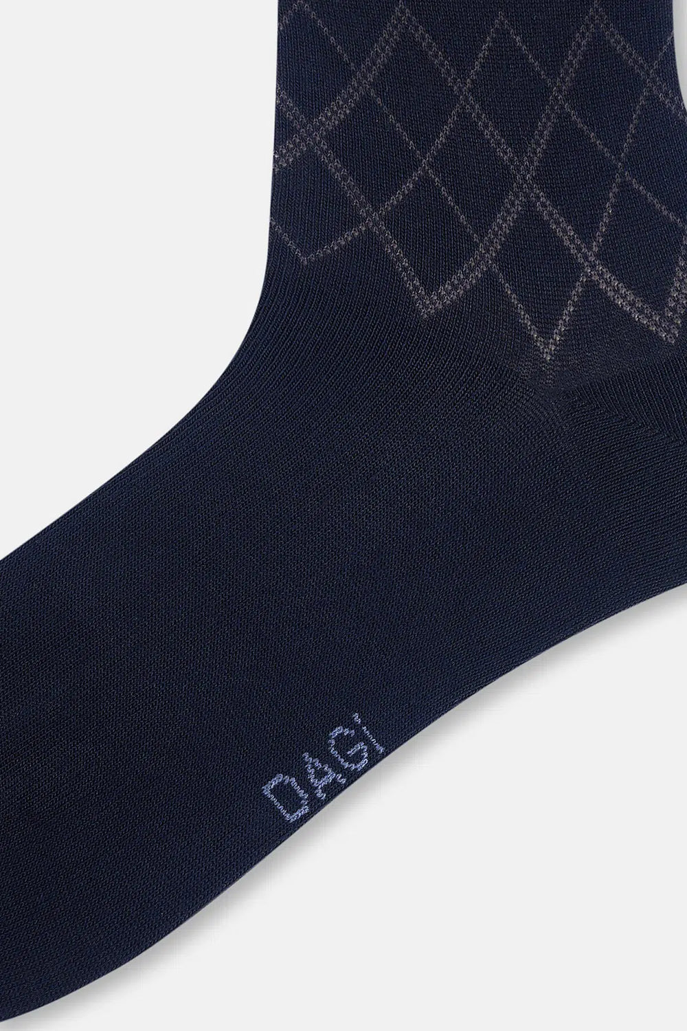Lacivert Erkek 2'li Baklava Desen Bambu Çorap