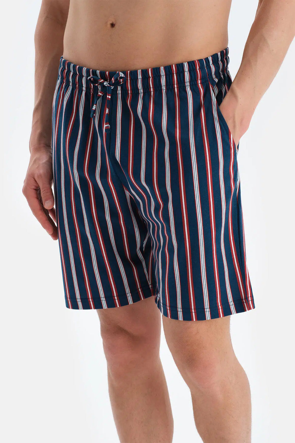 Lacivert Slogan Baskı Detaylı Kısa Kollu Tişört Şort Pijama Takımı