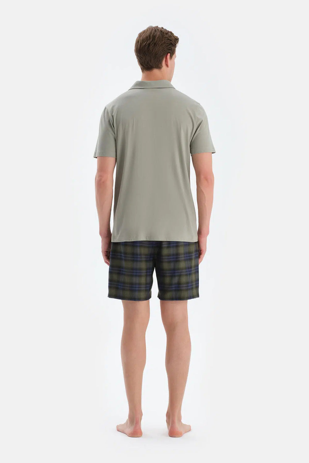 Açık Yeşil Polo Yaka Tişört Şort Pijama Takımı