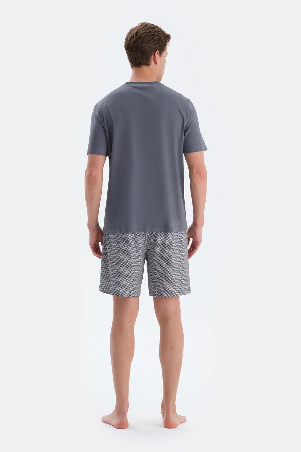 Indigo Baskı Ve Dikiş Detaylı Tişört Şort Pijama Takımı