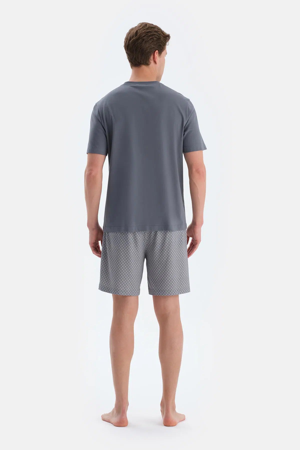 Indigo Baskı Ve Dikiş Detaylı Tişört Şort Pijama Takımı