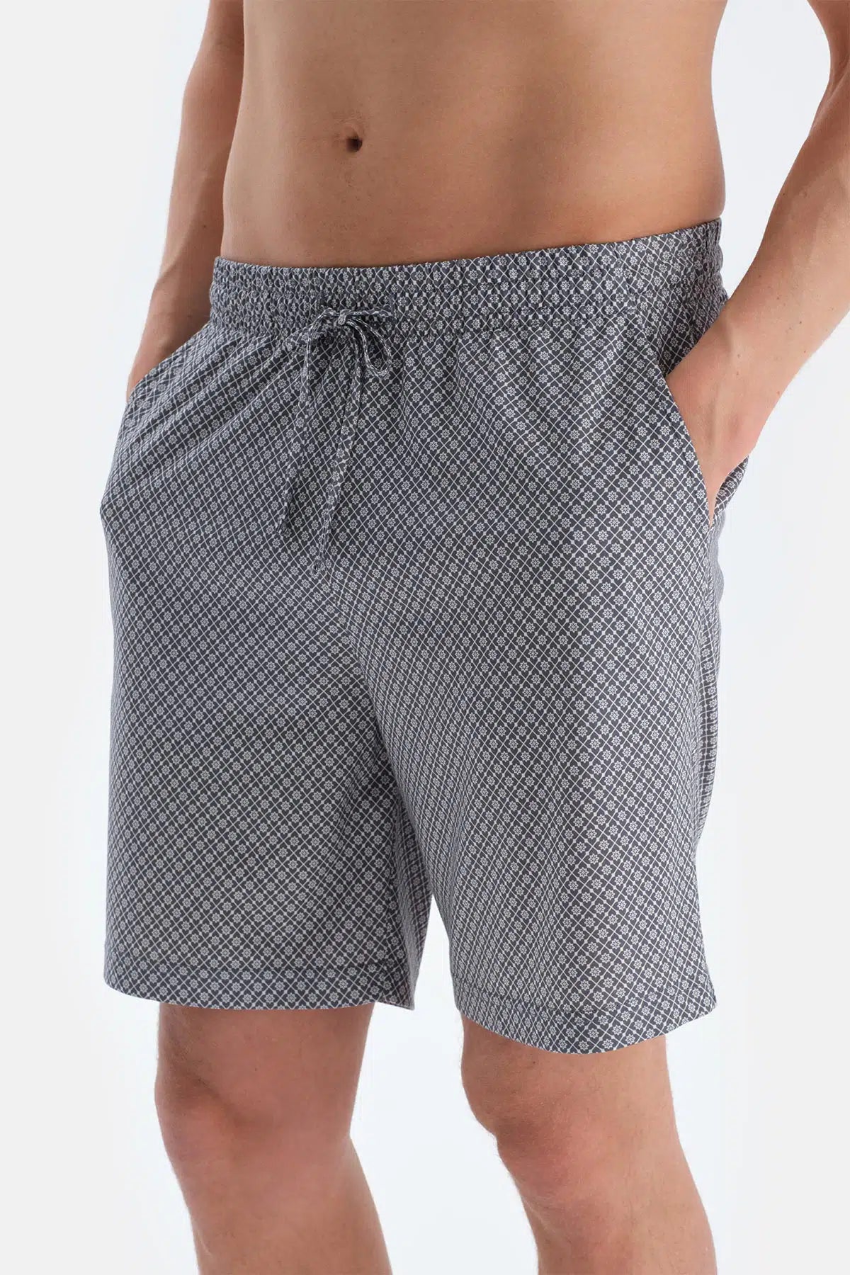 Indigo Baskı Ve Dikiş Detaylı Tişört Şort Pijama Takımı