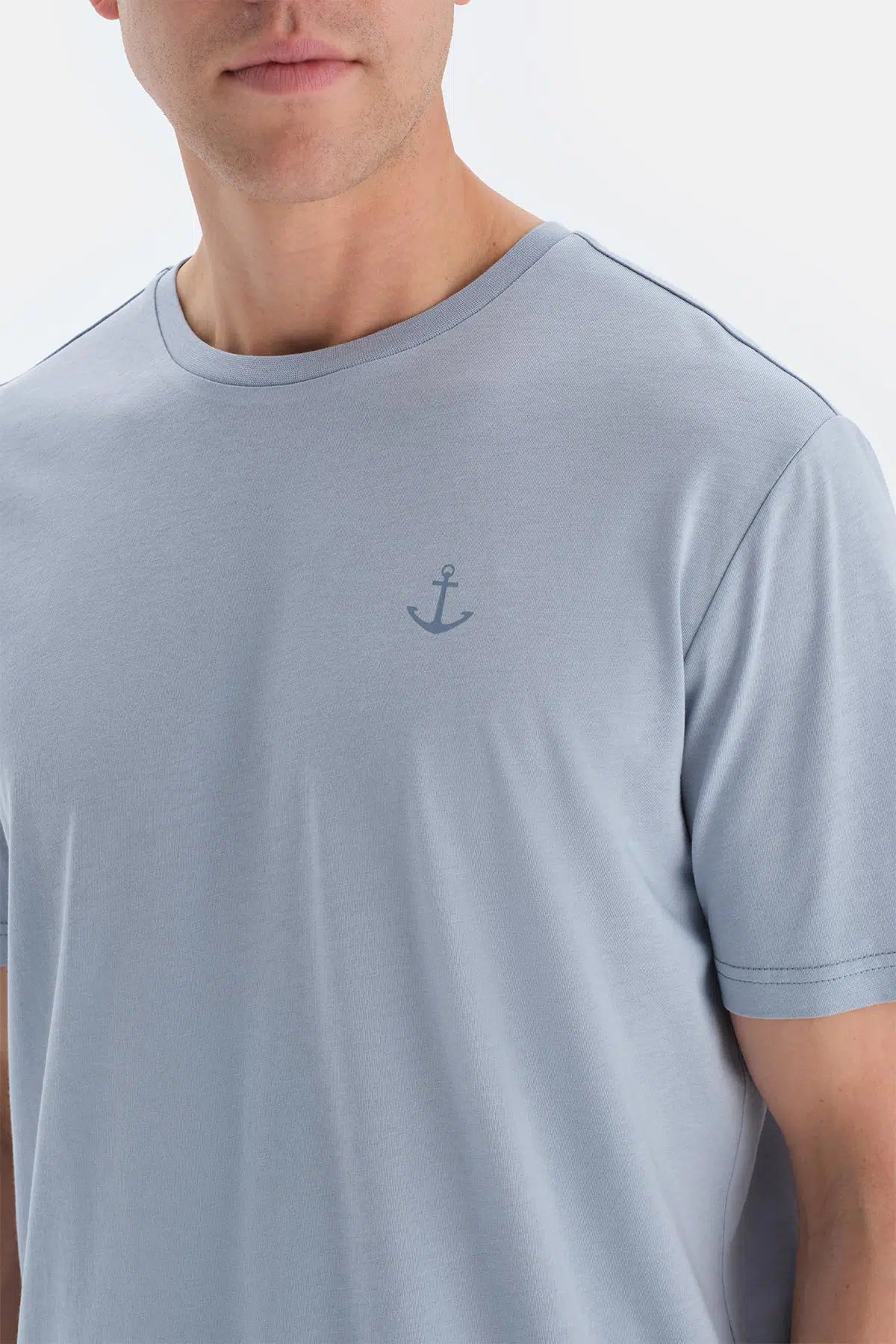 Açık Mavi Baskı Detaylı Kısa Kollu Tişört Şort Pijama Takımı