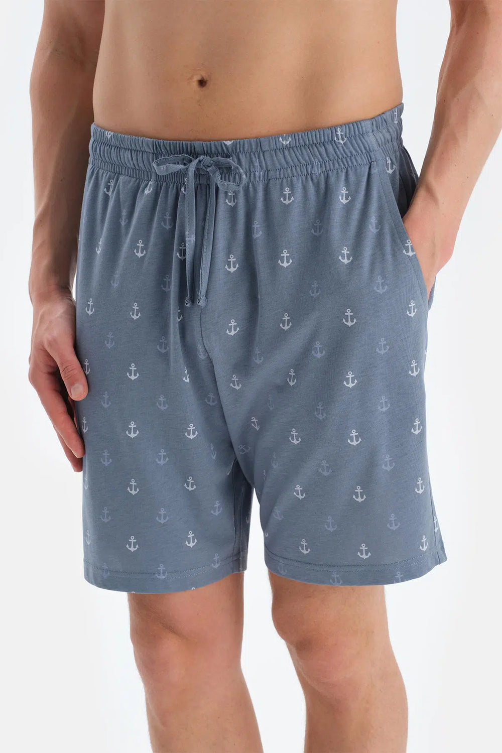 Açık Mavi Baskı Detaylı Kısa Kollu Tişört Şort Pijama Takımı