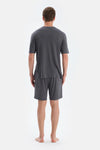 Füme Cool Touch Dikiş Detaylı Tişört Şort Pijama Takımı