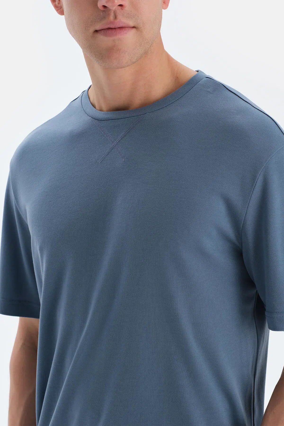 Mavi Cool Touch Dikiş Detaylı Tişört Şort Pijama Takımı