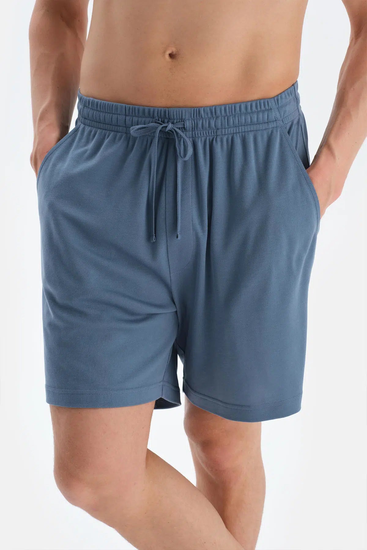 Mavi Cool Touch Dikiş Detaylı Tişört Şort Pijama Takımı