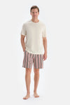 Ekru Kısa Kollu Tişört Şort Pijama Takımı