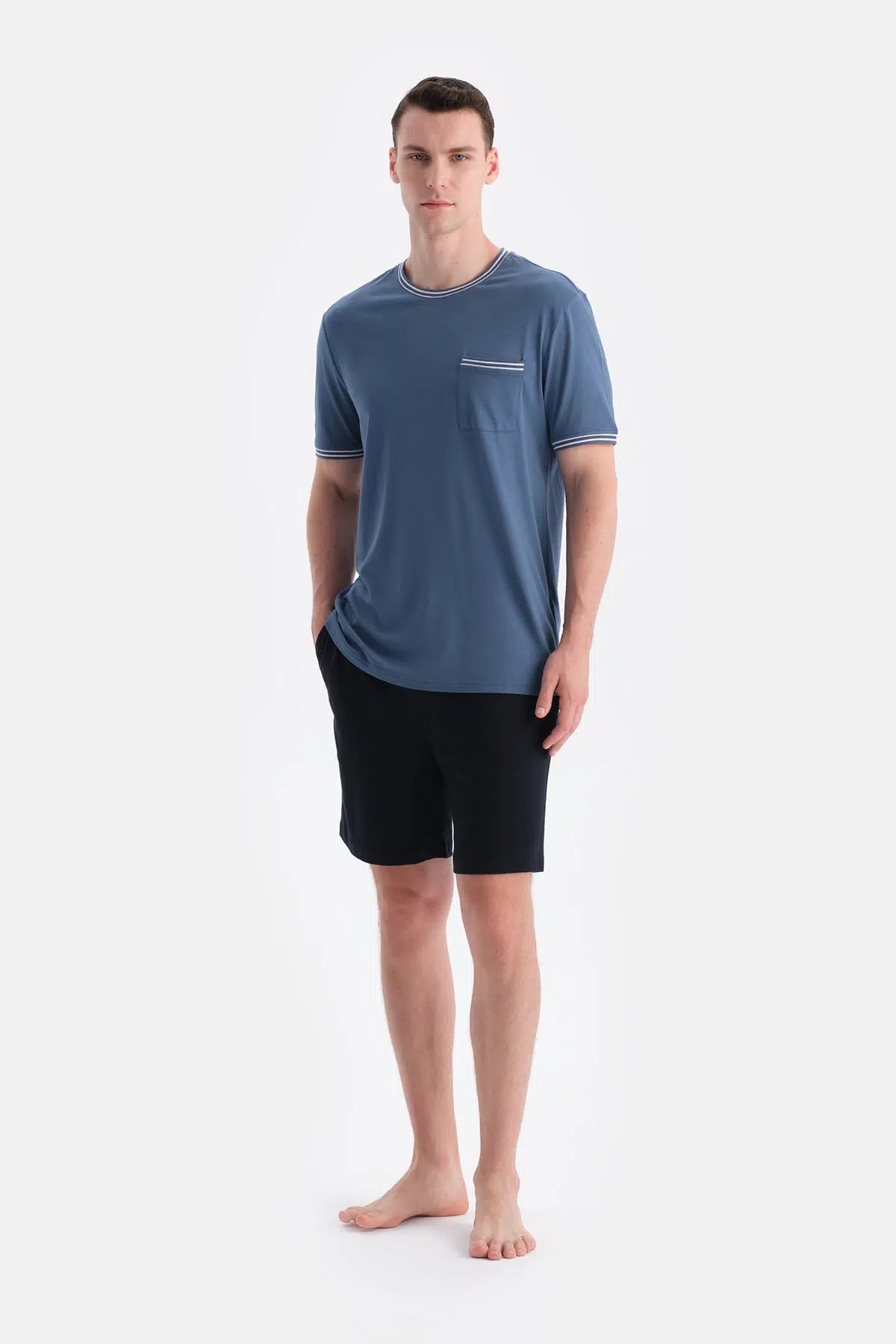 TRİKO BANT DETAYLI TİŞÖRT ŞORT PİJAMA TAKIMI