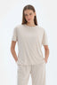 Krem Kısa Kollu Basıc Modal Tişört
