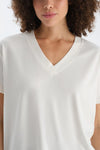 Ekru V Yaka Kısa Kollu Tişört