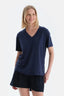 Lacivert V Yaka Kısa Kollu Tişört
