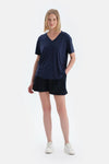 Lacivert V Yaka Kısa Kollu Tişört