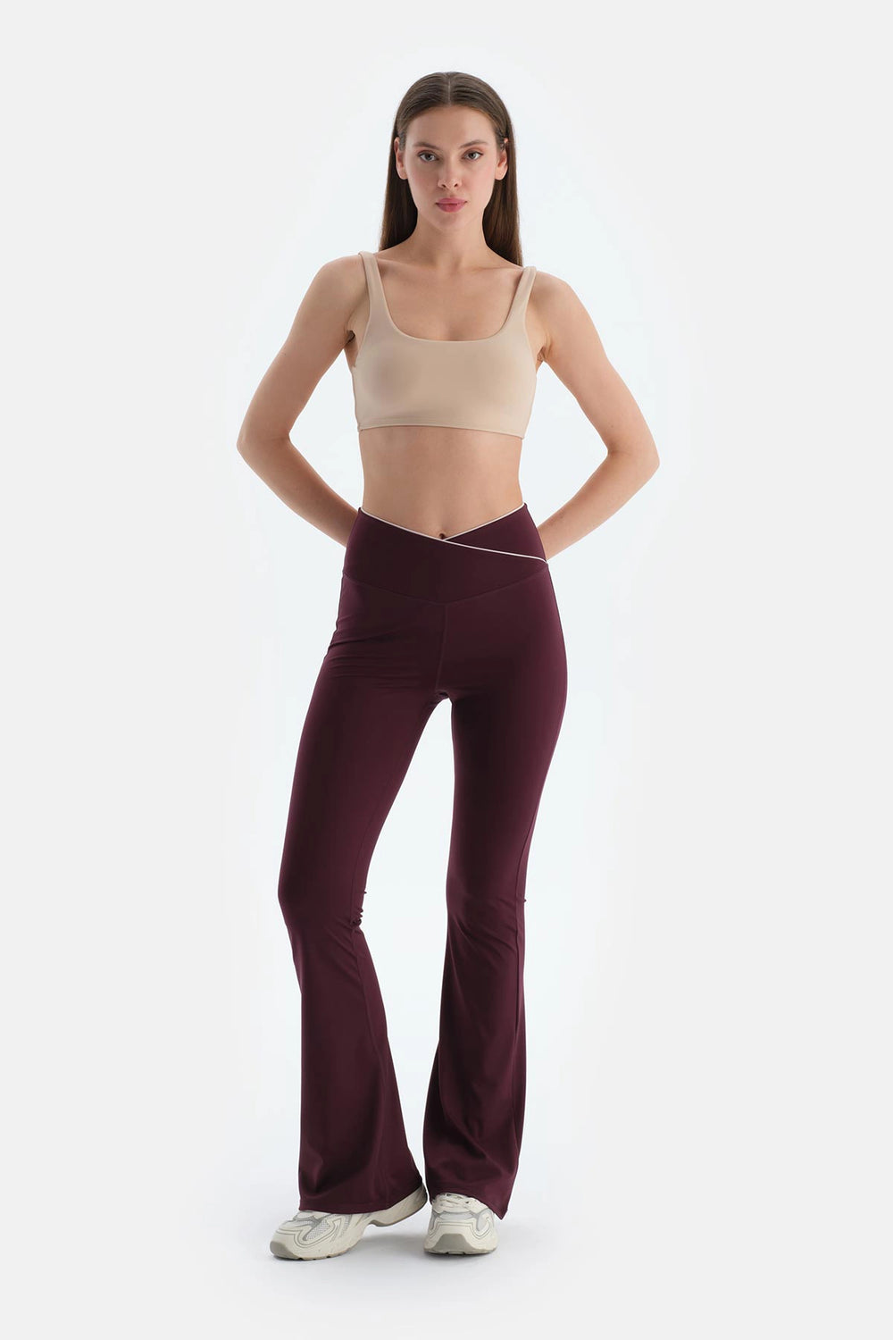 Mürdüm Kadın Bel Biye Detaylı Ispanyol Paça Tayt