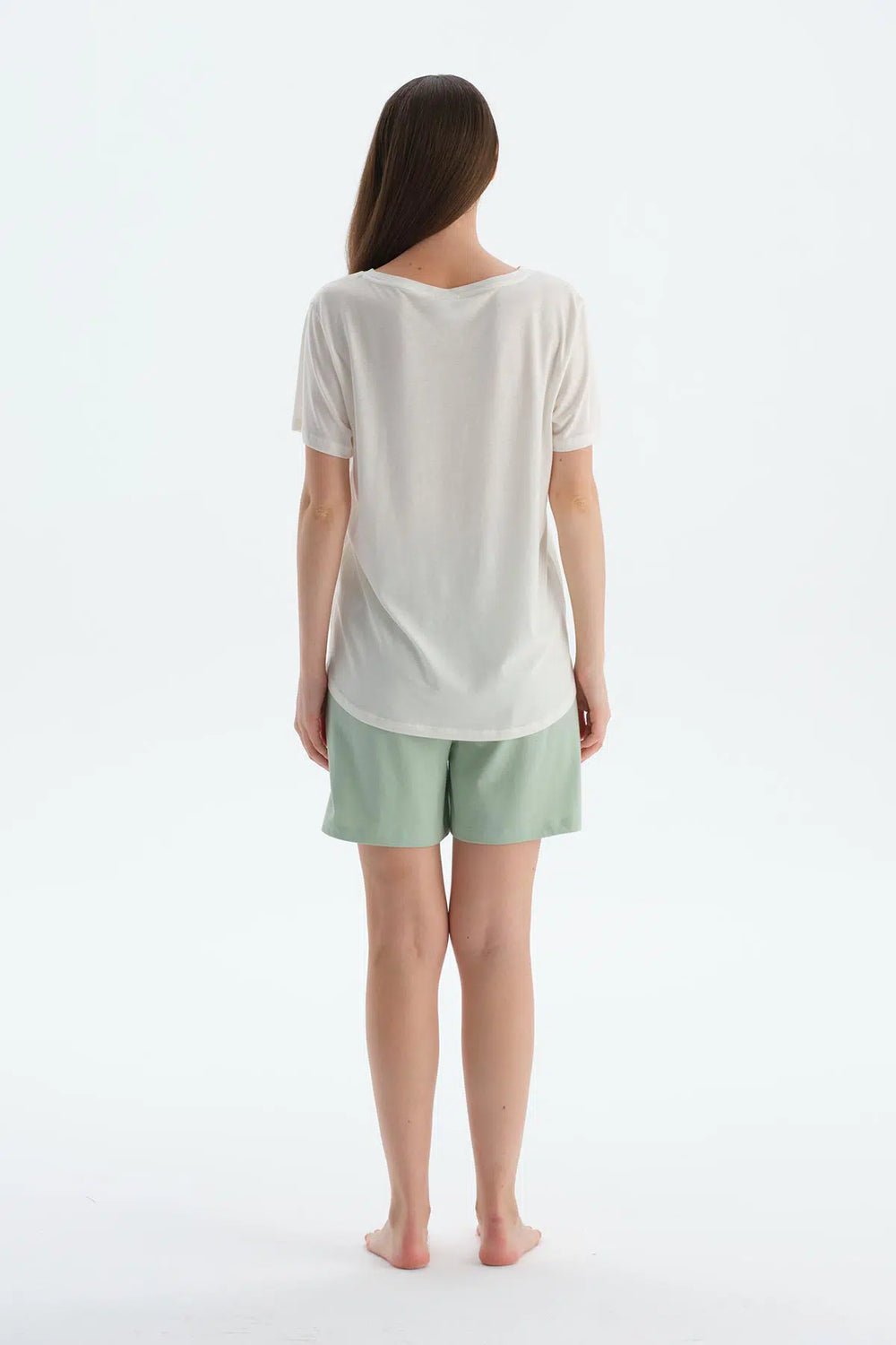 Açık Yeşil Penye Modal Ikili Şort