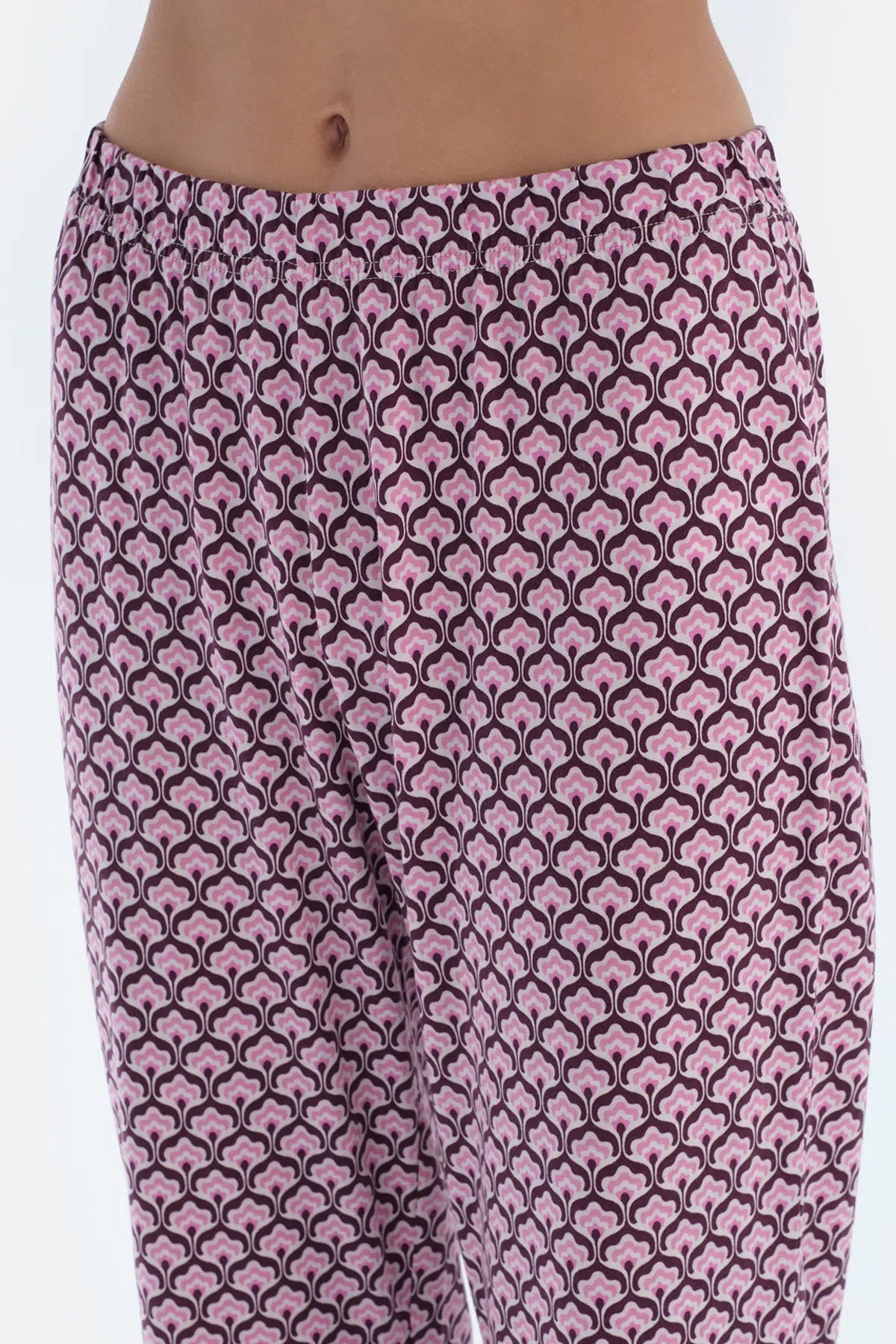 Multicolor Geometrik Metraj Baskılı Penye Modal Gömlek Pantolon Pijama Takımı