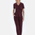 Bordo V Yaka Kısa Kollu Viskon Tişört Pantolon Pijama Takımı