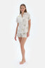 Ekru Bulut Desenli Gömlek Şort Pijama Takımı