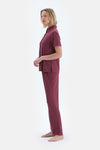 Bordo Basıc Gömlek Pantolon Pijama Takımı