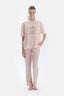 Açık Pembe Bisiklet Yaka Kısa Kollu Tişört Pantolon Pijama Takımı