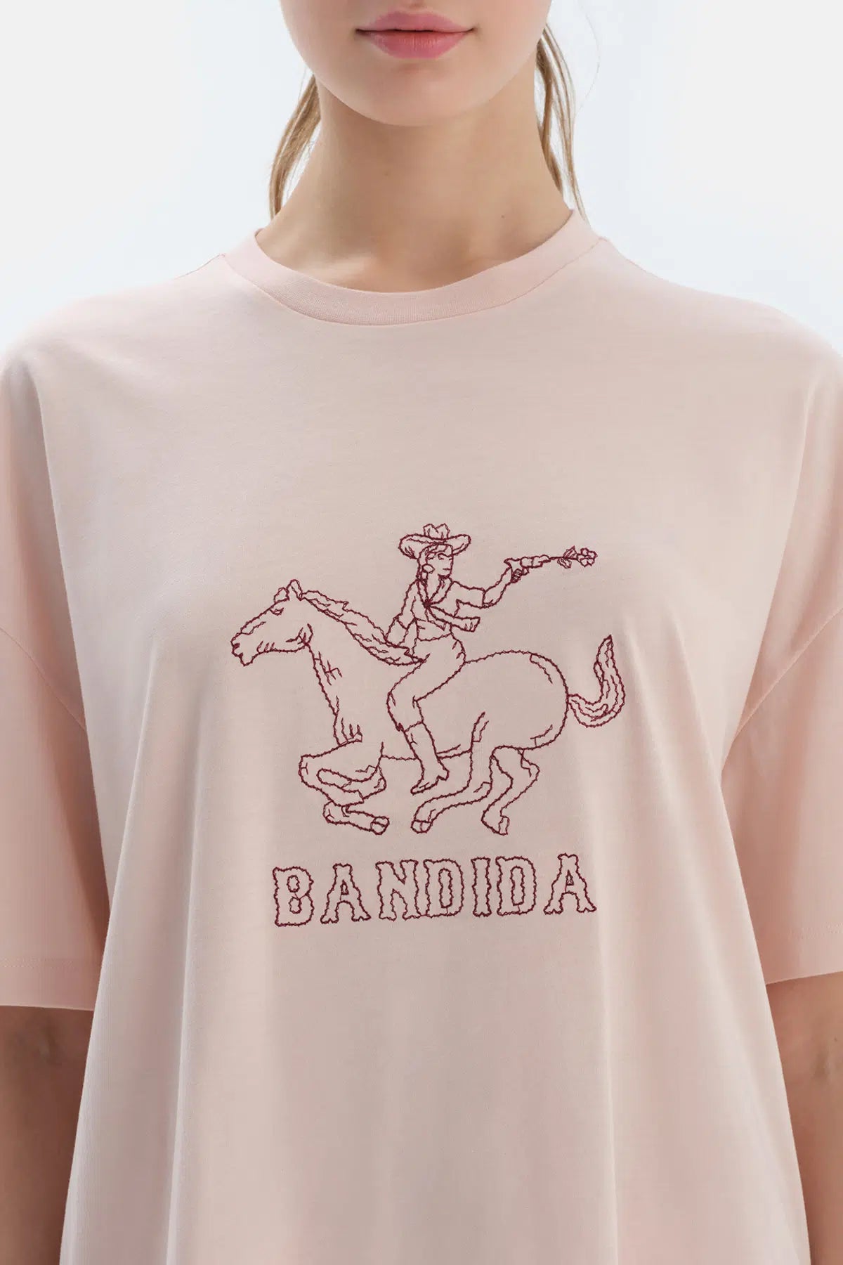 Açık Pembe Bisiklet Yaka Kısa Kollu Tişört Pantolon Pijama Takımı