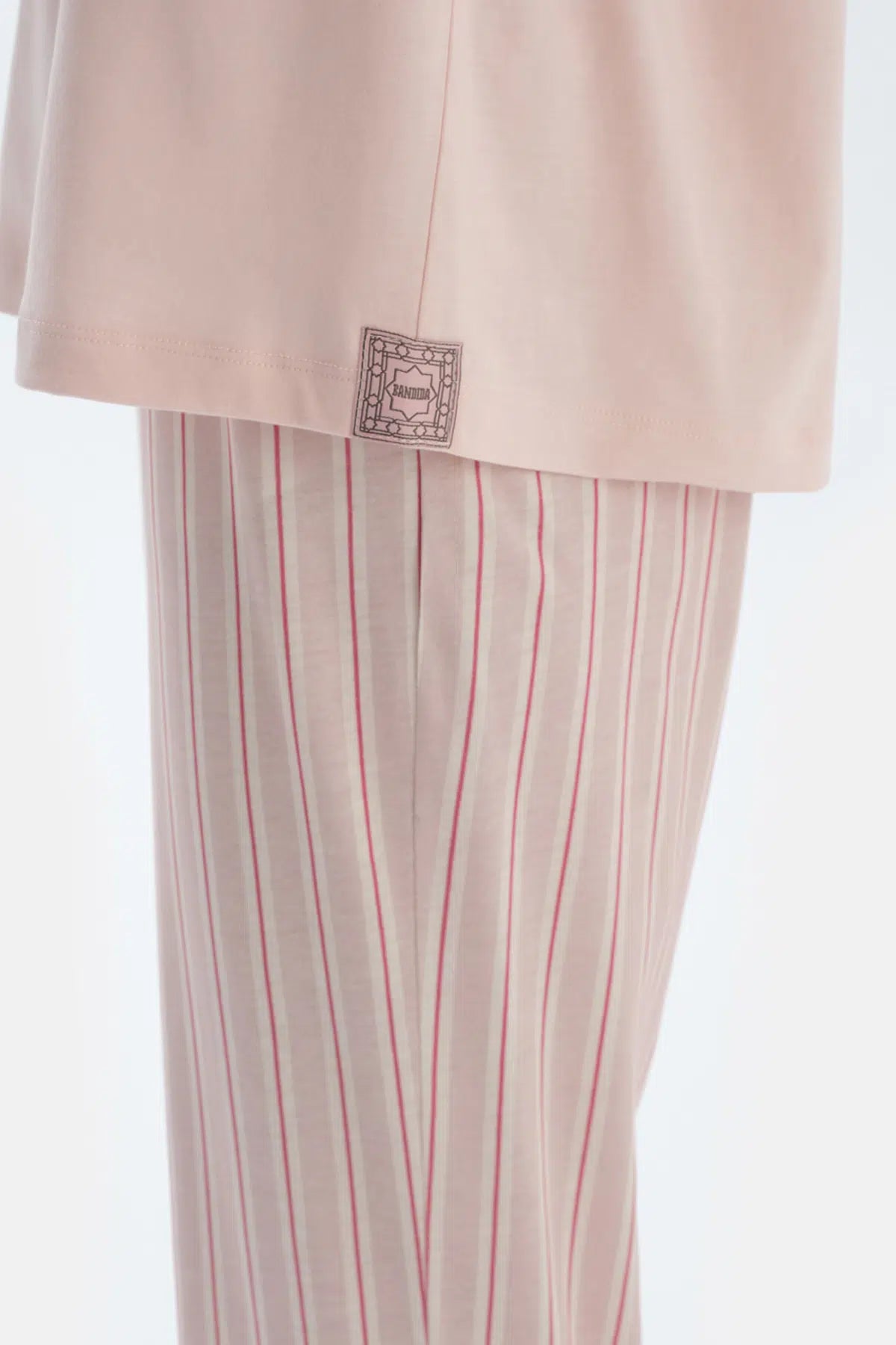 Açık Pembe Bisiklet Yaka Kısa Kollu Tişört Pantolon Pijama Takımı