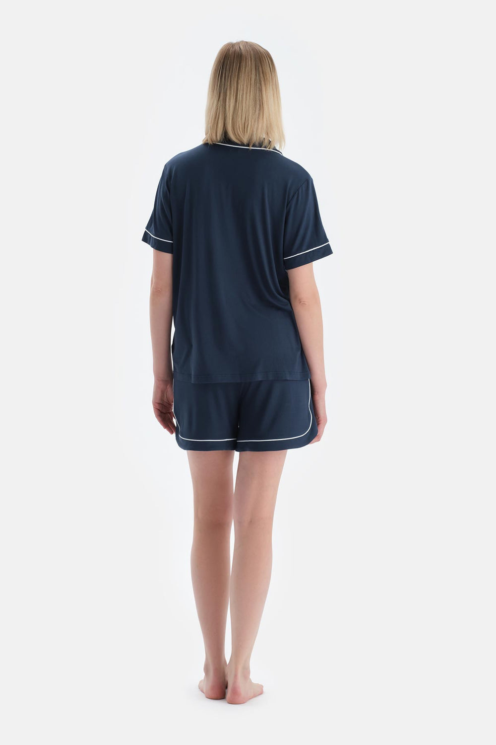 Indigo Cool Touch Biye Detaylı Gömlek Şort Pijama Takımı