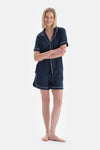 Indigo Cool Touch Biye Detaylı Gömlek Şort Pijama Takımı