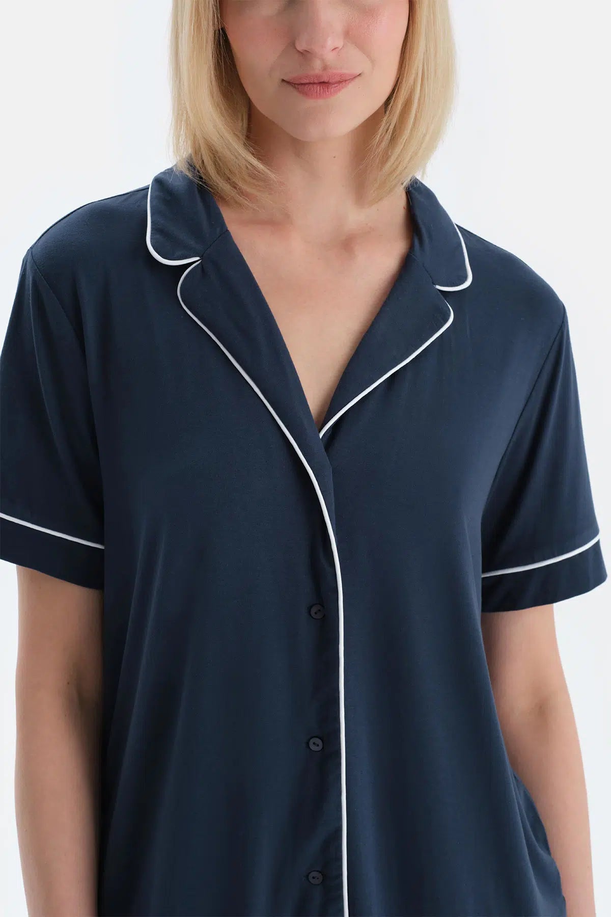 Indigo Cool Touch Biye Detaylı Gömlek Şort Pijama Takımı