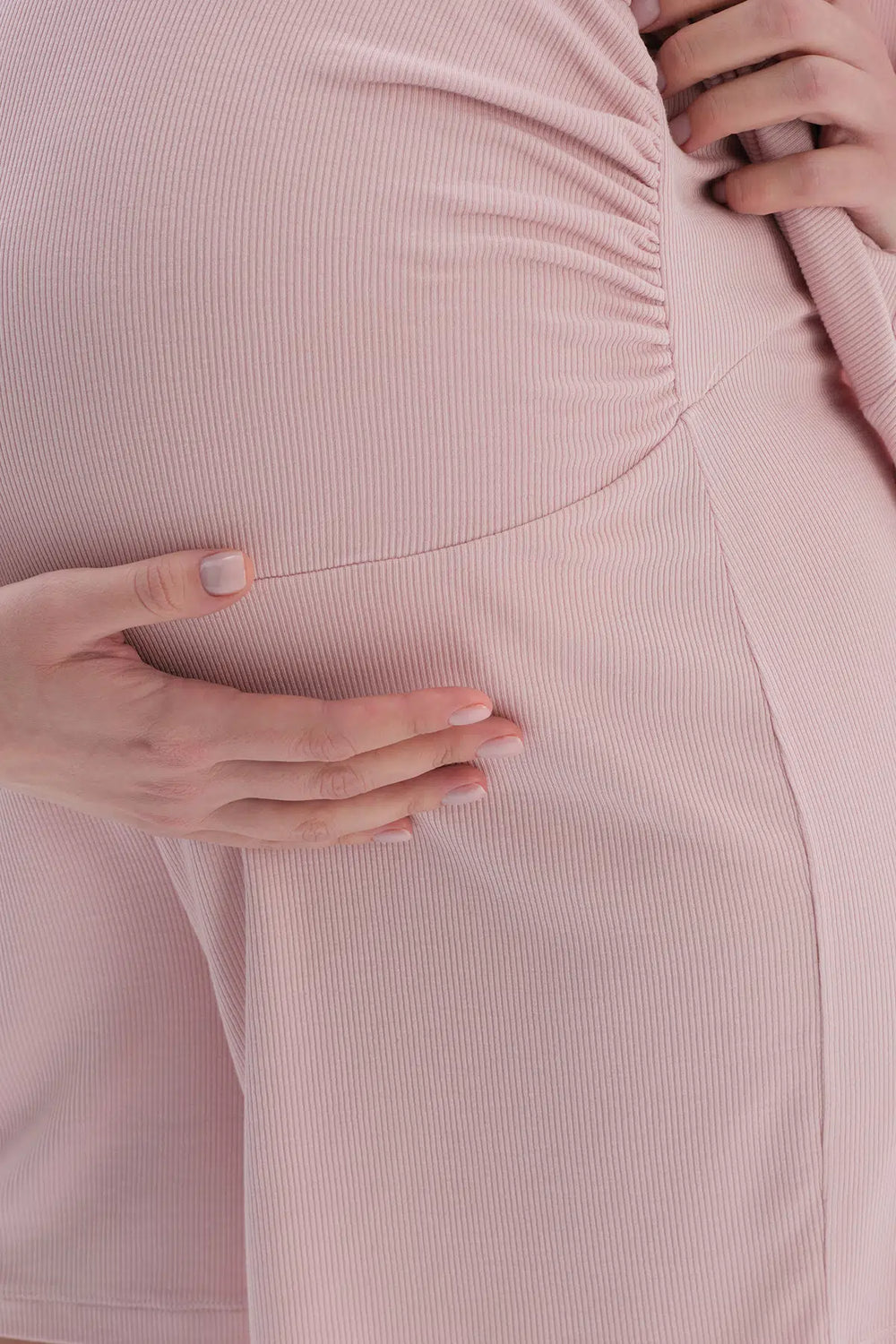 Açık Pembe Kaşkorse Hamile Tişört Şort Pijama Takımı