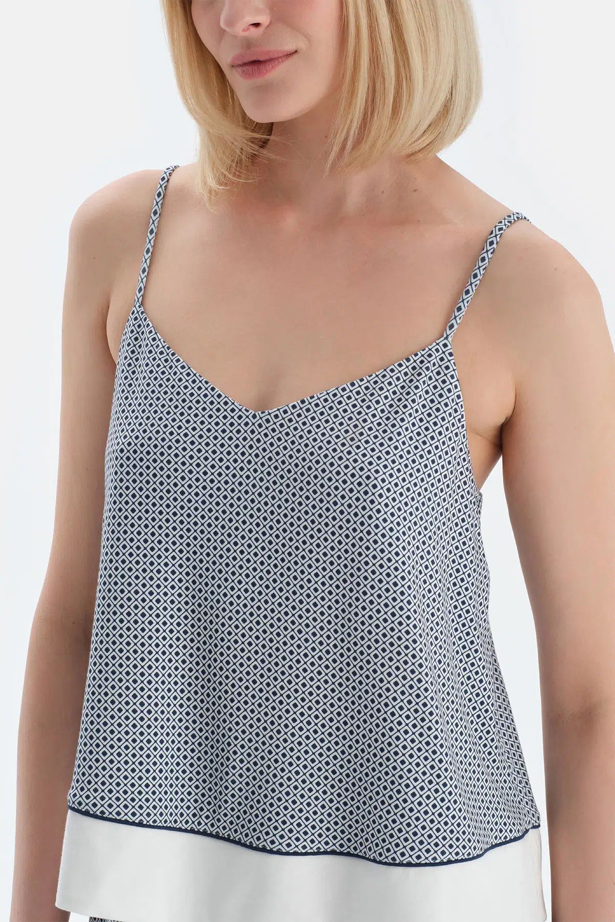 Lacivert Metraj Desenli Atlet Pantolon Pijama Takımı