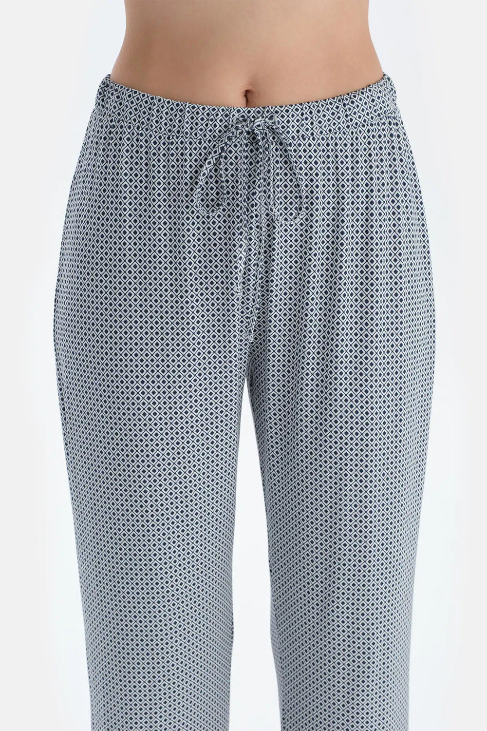 Lacivert Metraj Desenli Atlet Pantolon Pijama Takımı