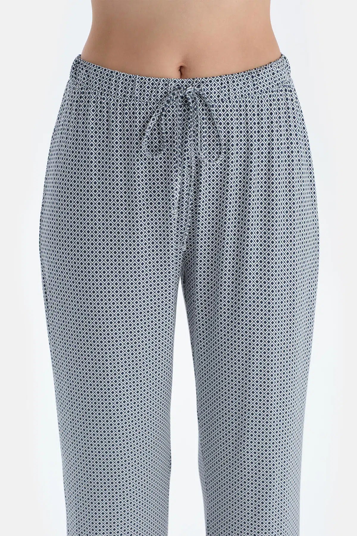 Lacivert Metraj Desenli Atlet Pantolon Pijama Takımı