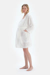 Beyaz Uzun Kollu Poplin Dokuma Hamile Sabahlık
