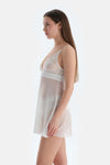 Beyaz Dantel Detaylı Tüllü Babydoll