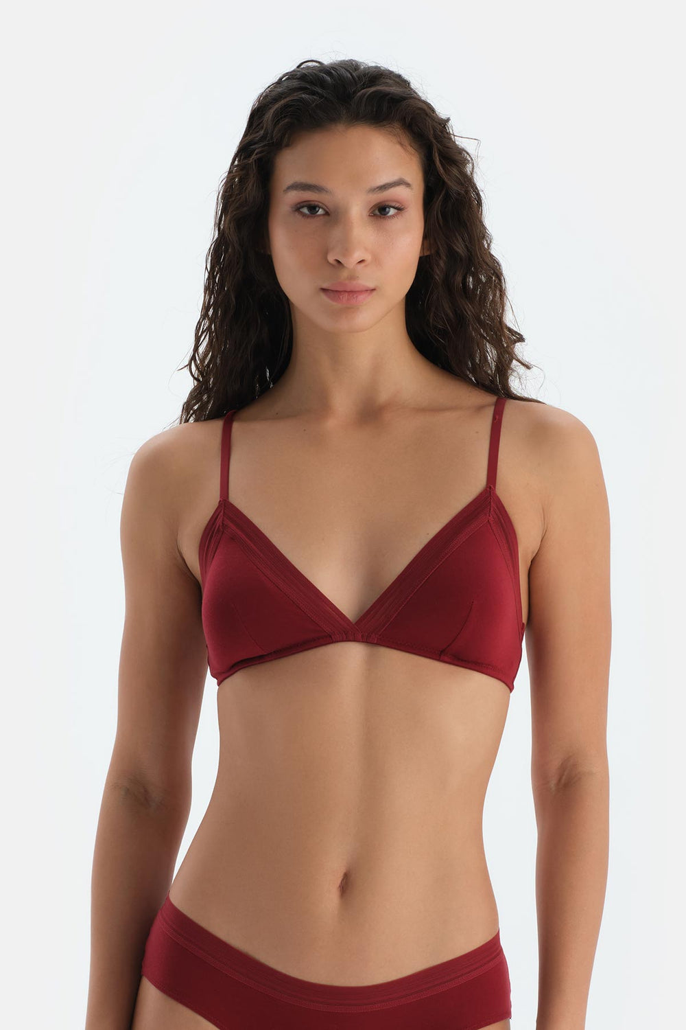 Bordo Basic Üçgen Formlu Soft Sütyen