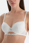 Beyaz Aksesuar Detaylı Dantelli Sütyen