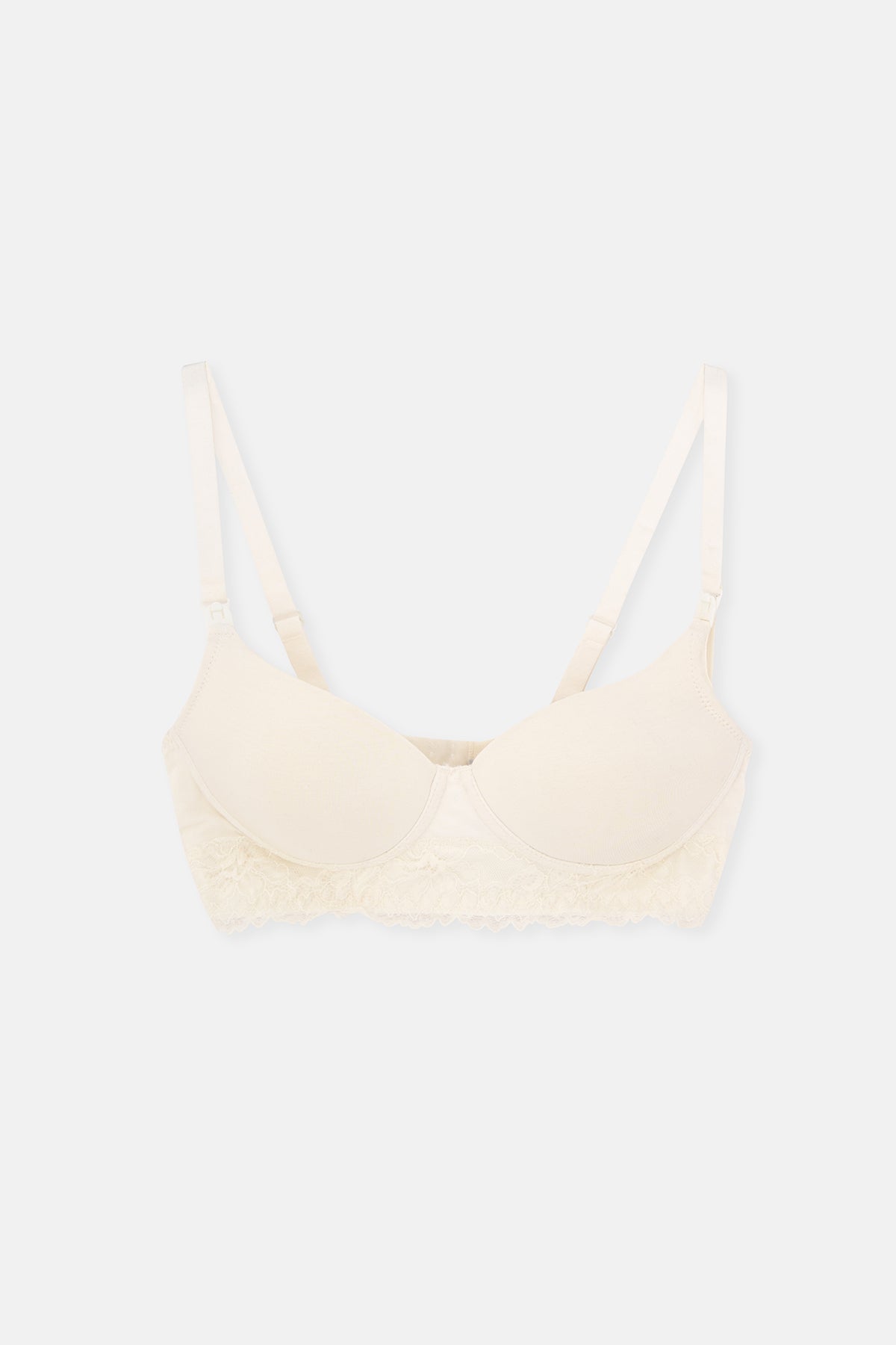 Ekru Dantel Detaylı Micromodal Kaplı Sütyen