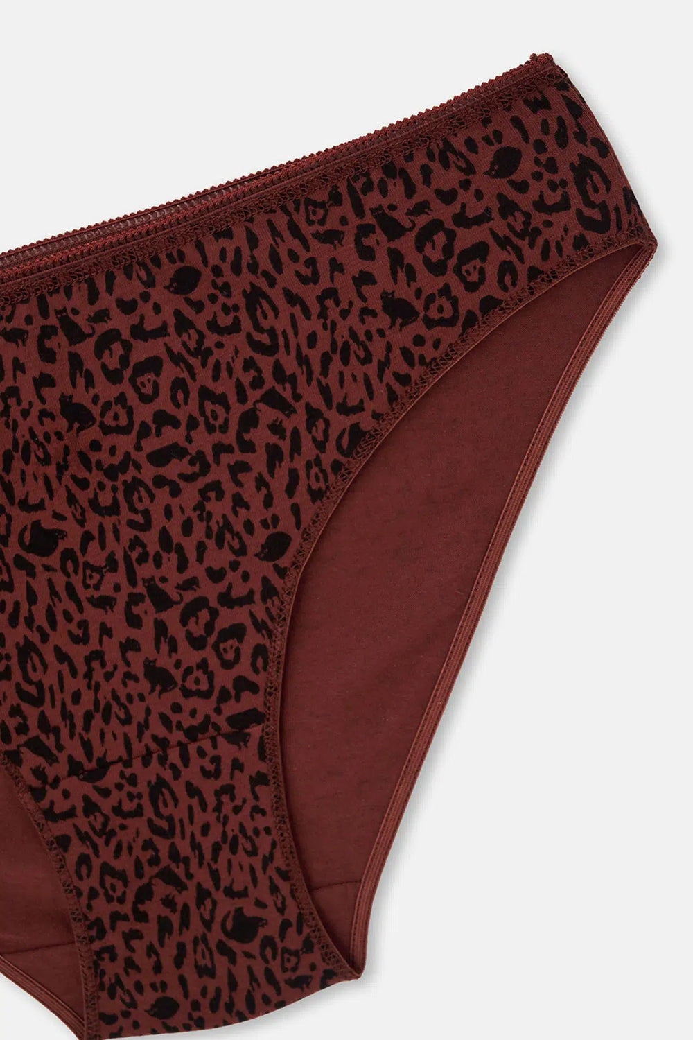 Kızıl Kahve-Koyu Bej Kadın 3'lü Desenli Brıef Külot