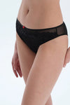 Siyah Tül ve Dantel Detaylı Brazılıan Külot