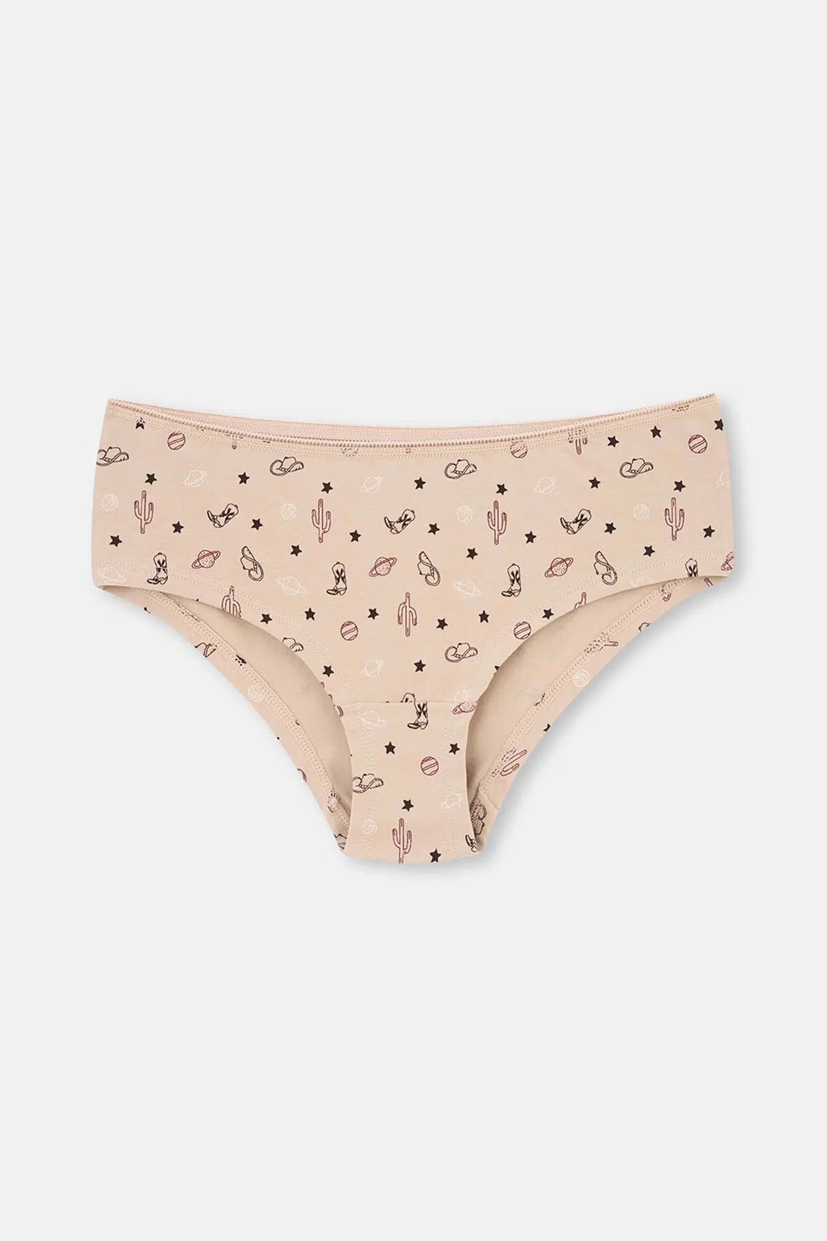 Bordo-Koyu Kahverengi rengi Kadın 3'lü Desenli Hipster Külot