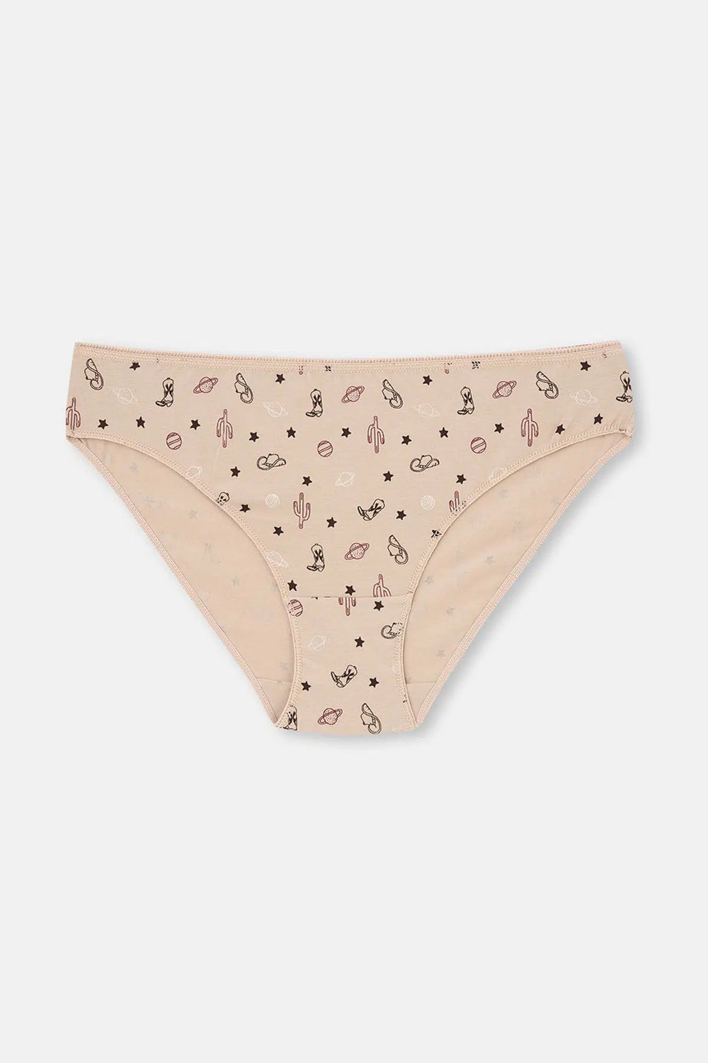 Bordo-Koyu Kahverengi rengi Kadın 3'lü Desenli Brıef Külot