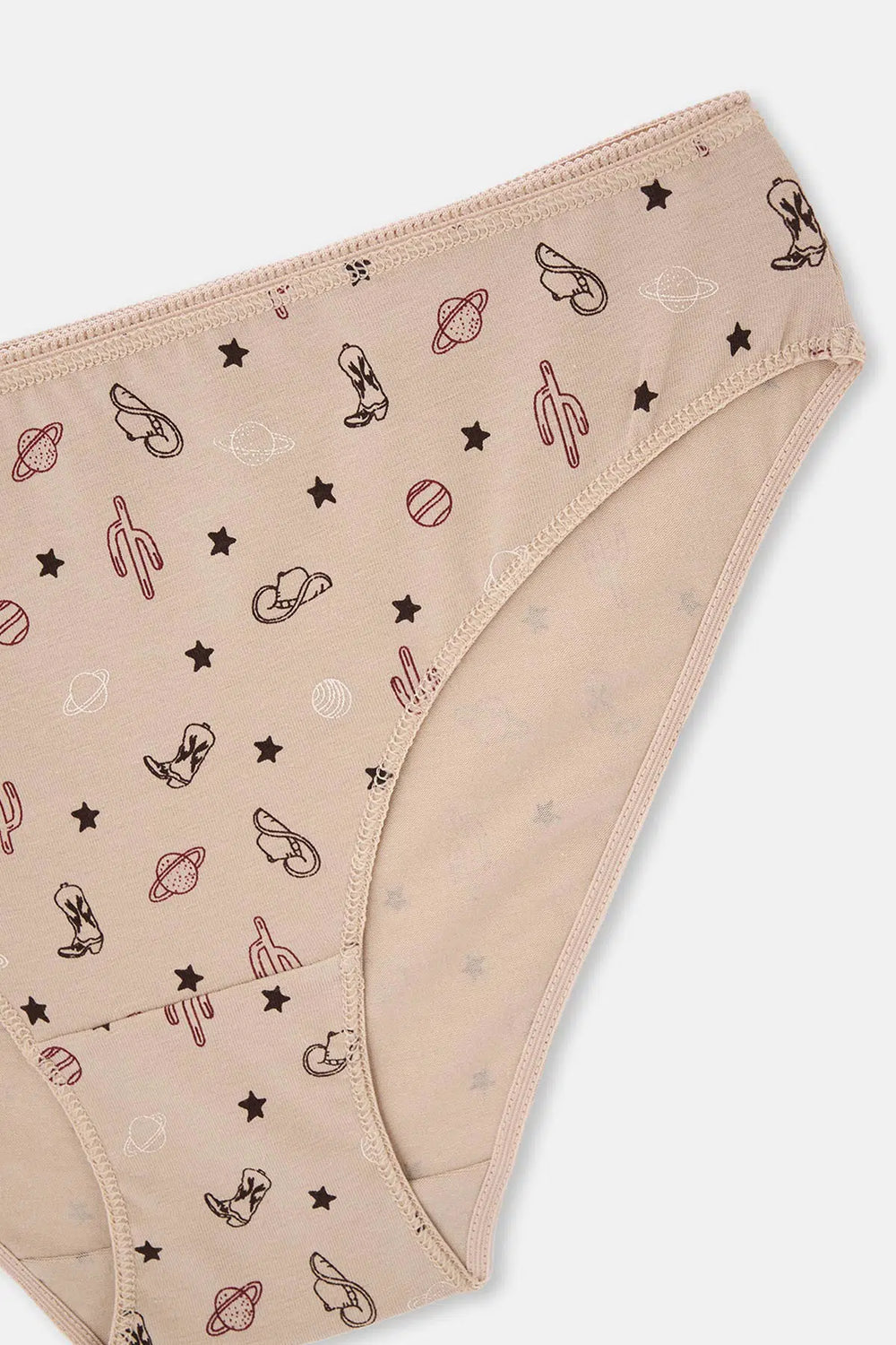 Bordo-Koyu Kahverengi rengi Kadın 3'lü Desenli Brıef Külot