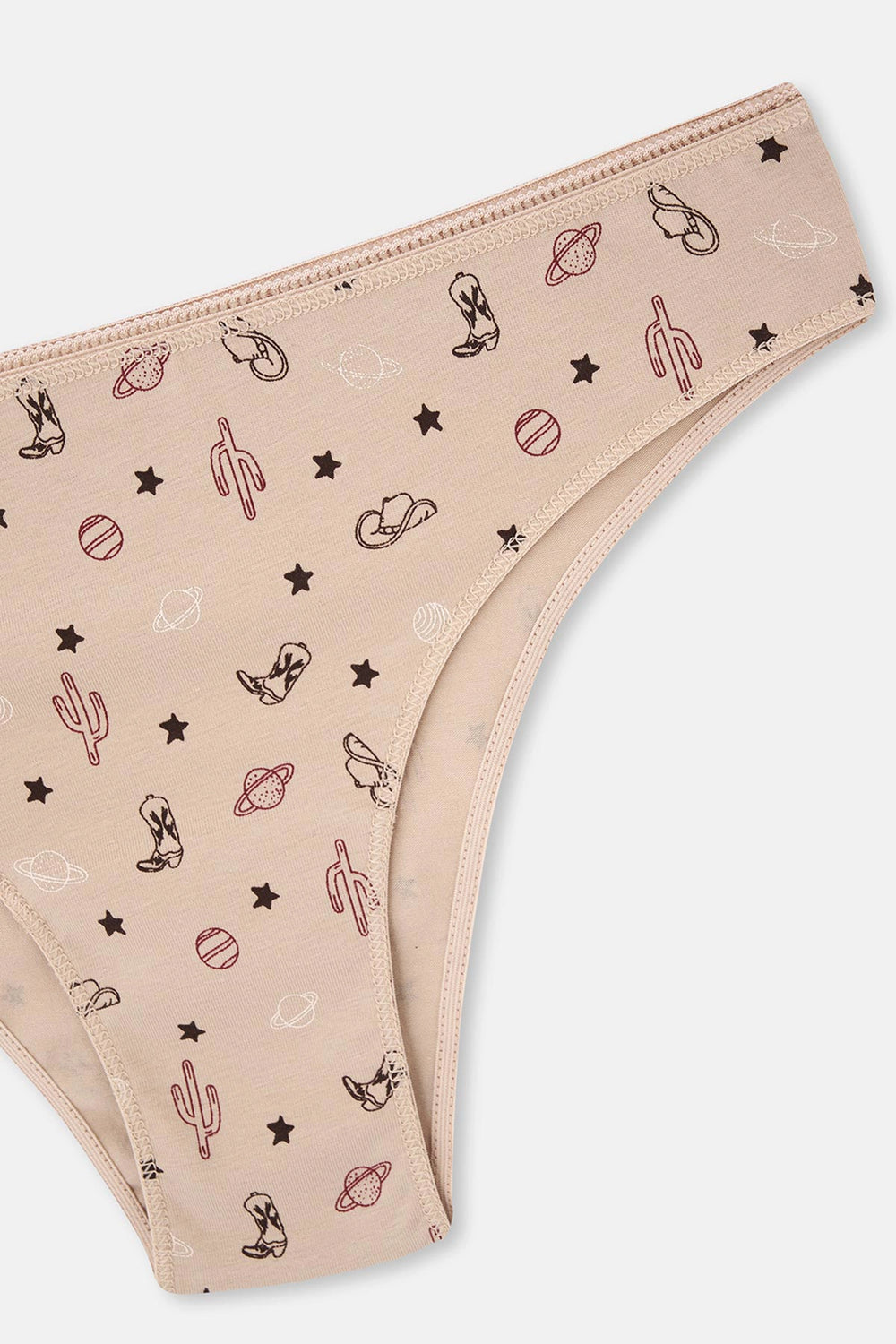 Bordo-Koyu Kahverengi rengi Kadın 3'lü Desenli Brazılıan Külot