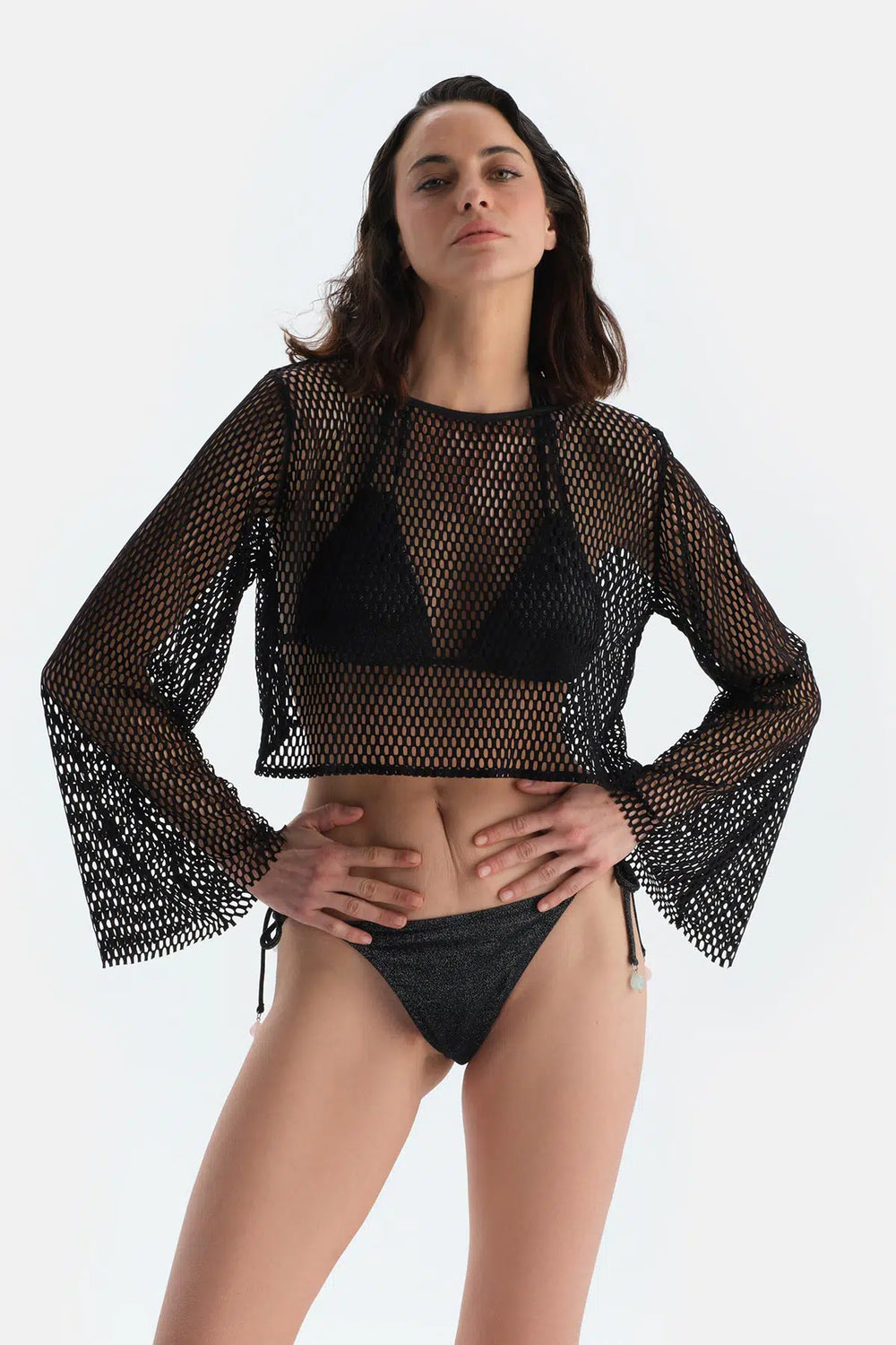 Siyah File Uzun Kol Üst